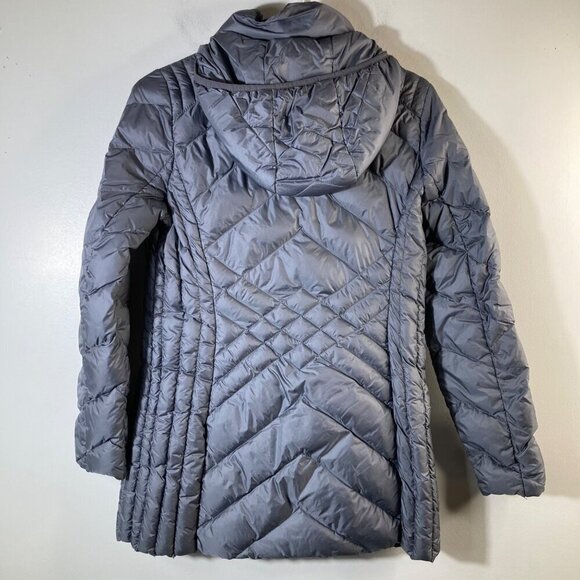 Womens Saks Fifth Avenue Down Puffer Hooded Jacket Gray S Nylon Down - Picture 2 of 9